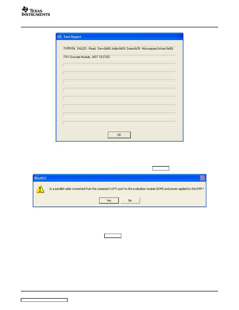 2 corrective action dialogs, Dialogs, Section 10.2 | Figure 22 | Texas Instruments TVP5154EVM User Manual | Page 35 / 55