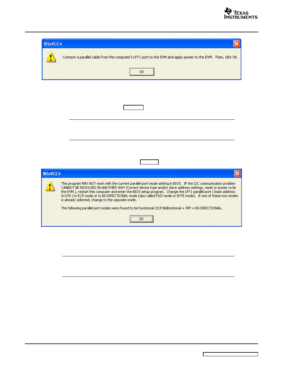 1 setting the pc parallel port mode | Texas Instruments TVP5154EVM User Manual | Page 36 / 55