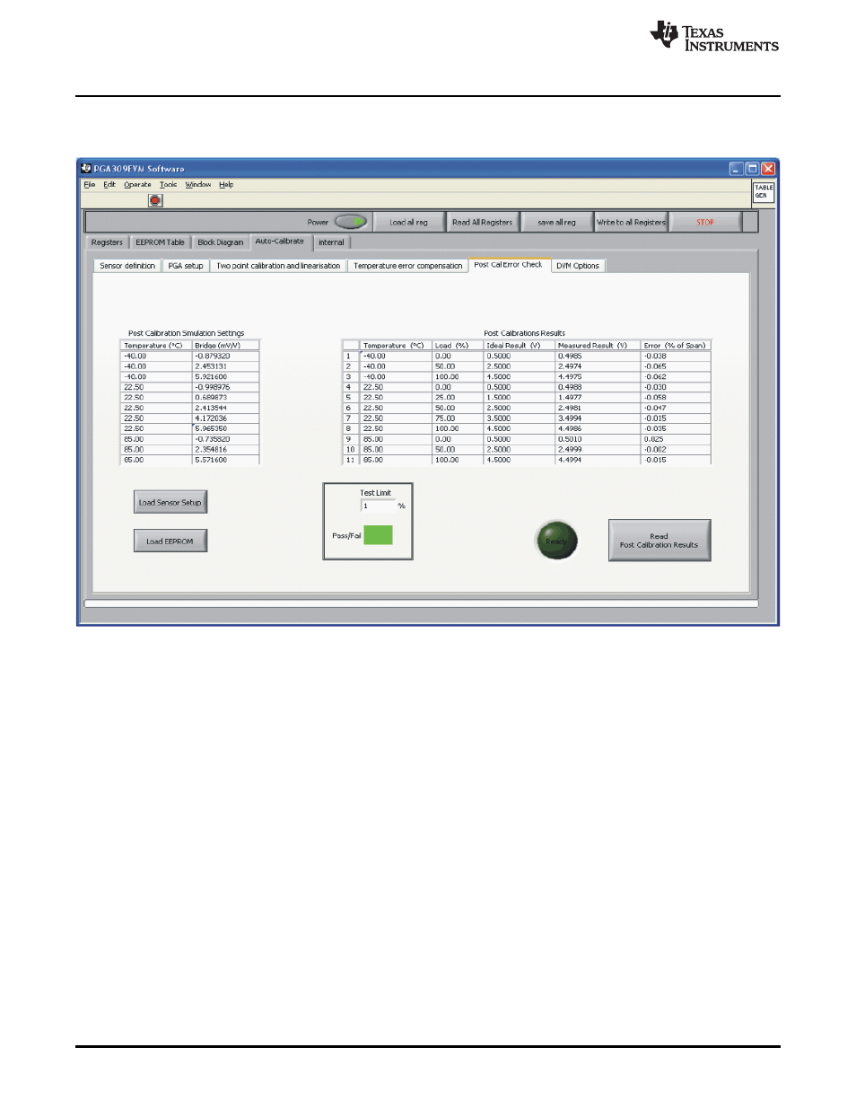 5 post cal error check | Texas Instruments PGA309EVM-USB User Manual | Page 34 / 37