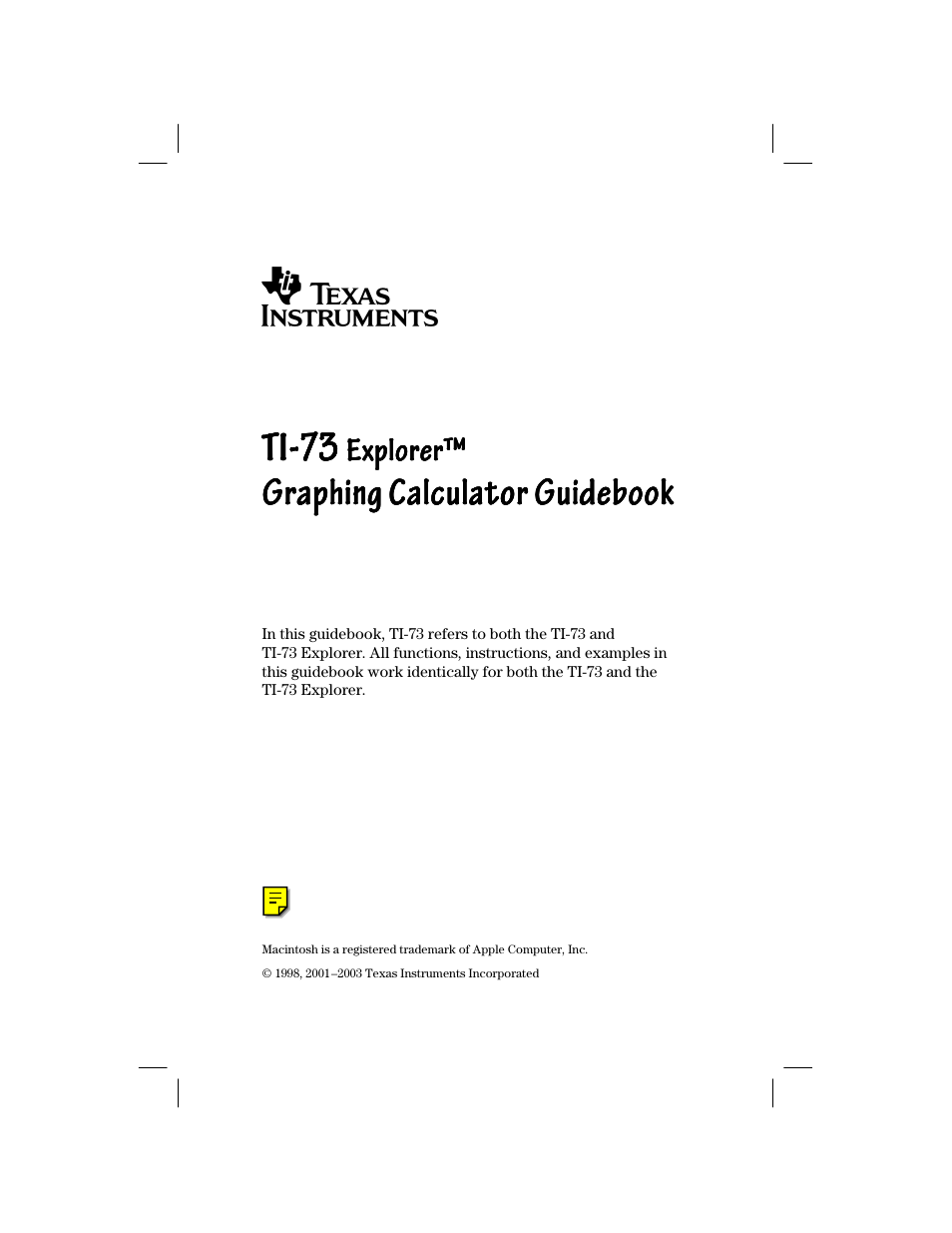 Texas Instruments TI-73 EXPLORER User Manual | 364 pages