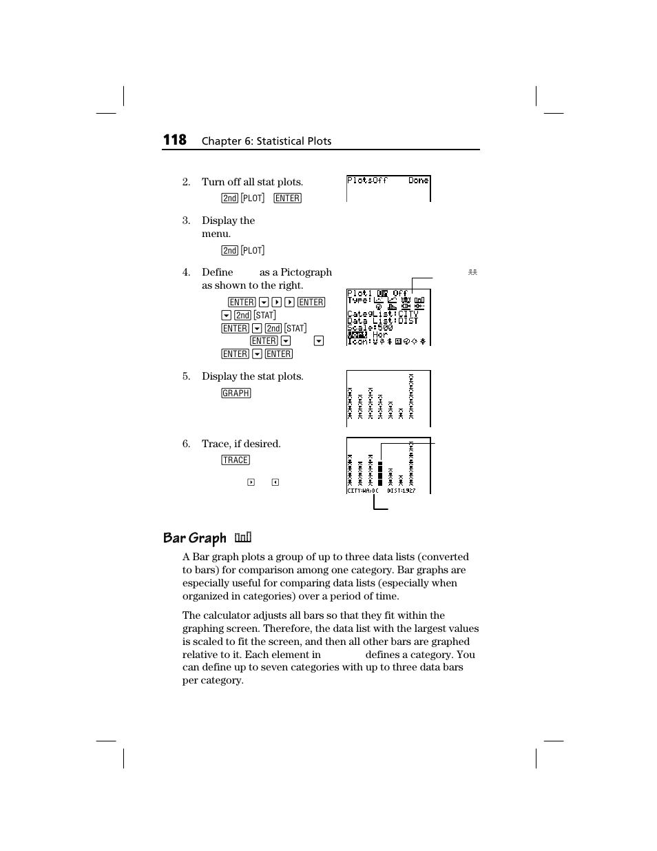 Bar graph, Bar graph bar graph ð | Texas Instruments TI-73 EXPLORER User Manual | Page 124 / 364