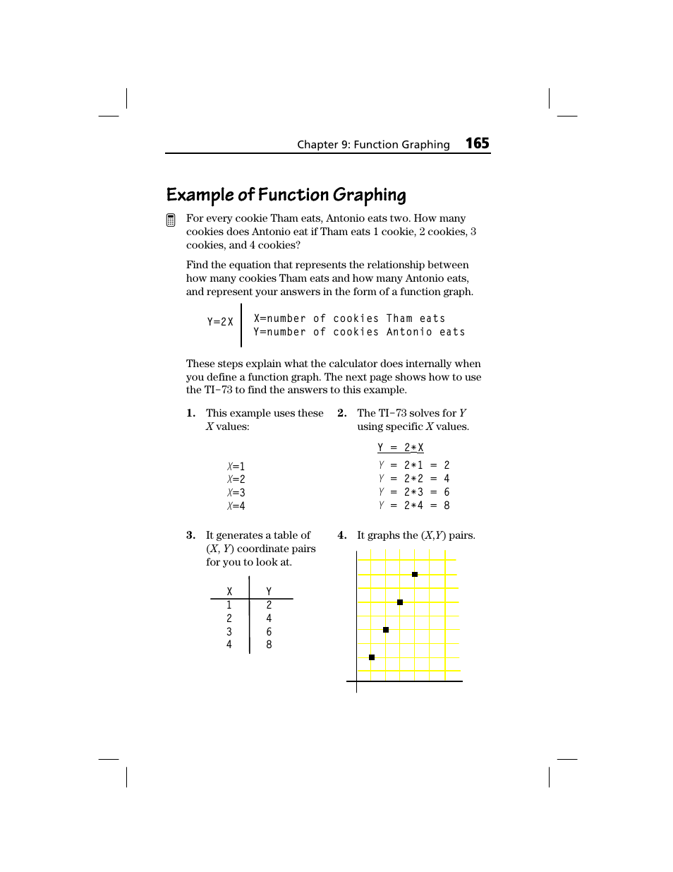 Example of function graphing | Texas Instruments TI-73 EXPLORER User Manual | Page 171 / 364