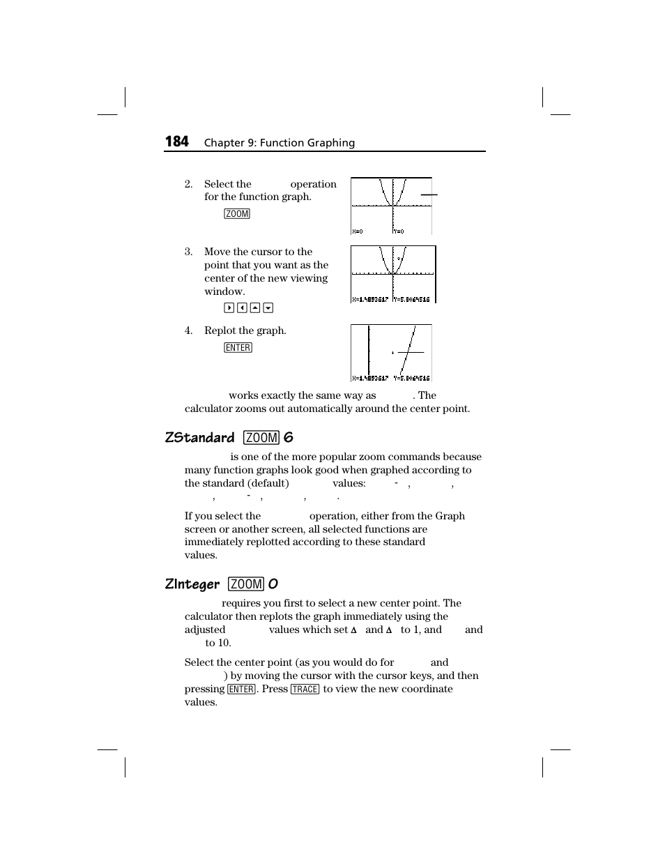 Zstandard, Zinteger, Zstandard zstandard | Zinteger zinteger | Texas Instruments TI-73 EXPLORER User Manual | Page 190 / 364