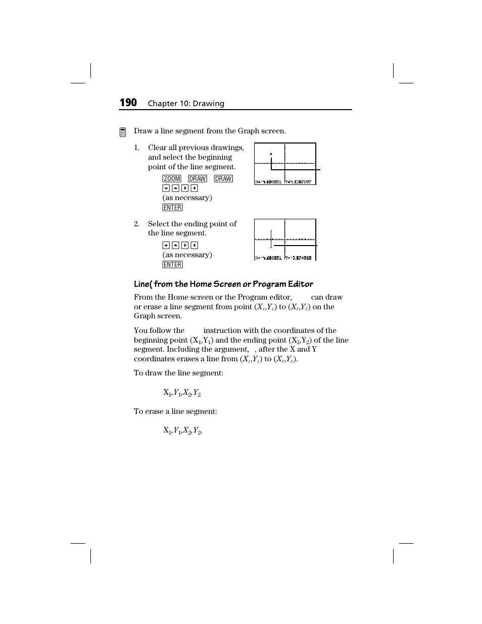 Line( from the home screen or program editor | Texas Instruments TI-73 EXPLORER User Manual | Page 196 / 364