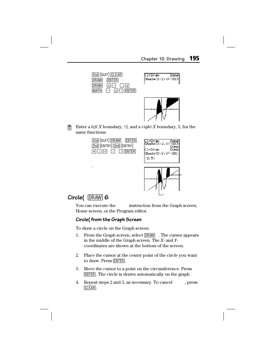 Circle, Circle( circle( 2 | Texas Instruments TI-73 EXPLORER User Manual | Page 201 / 364