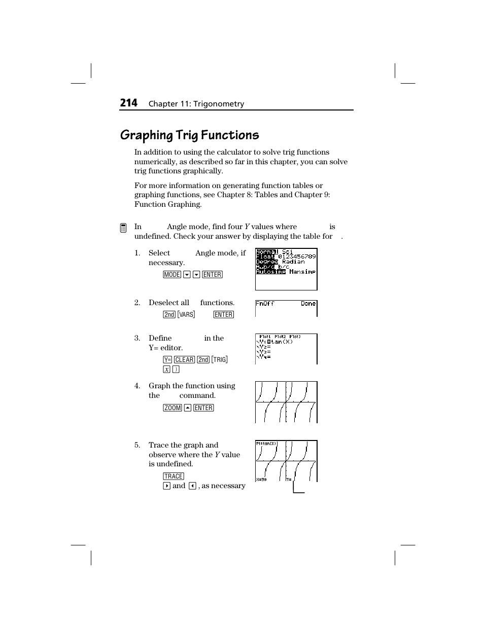 Graphing trig functions | Texas Instruments TI-73 EXPLORER User Manual | Page 220 / 364