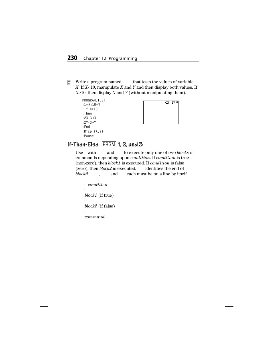 If-then-else, If-then-else if-then-else 8, 1, 2, and 3 | Texas Instruments TI-73 EXPLORER User Manual | Page 236 / 364