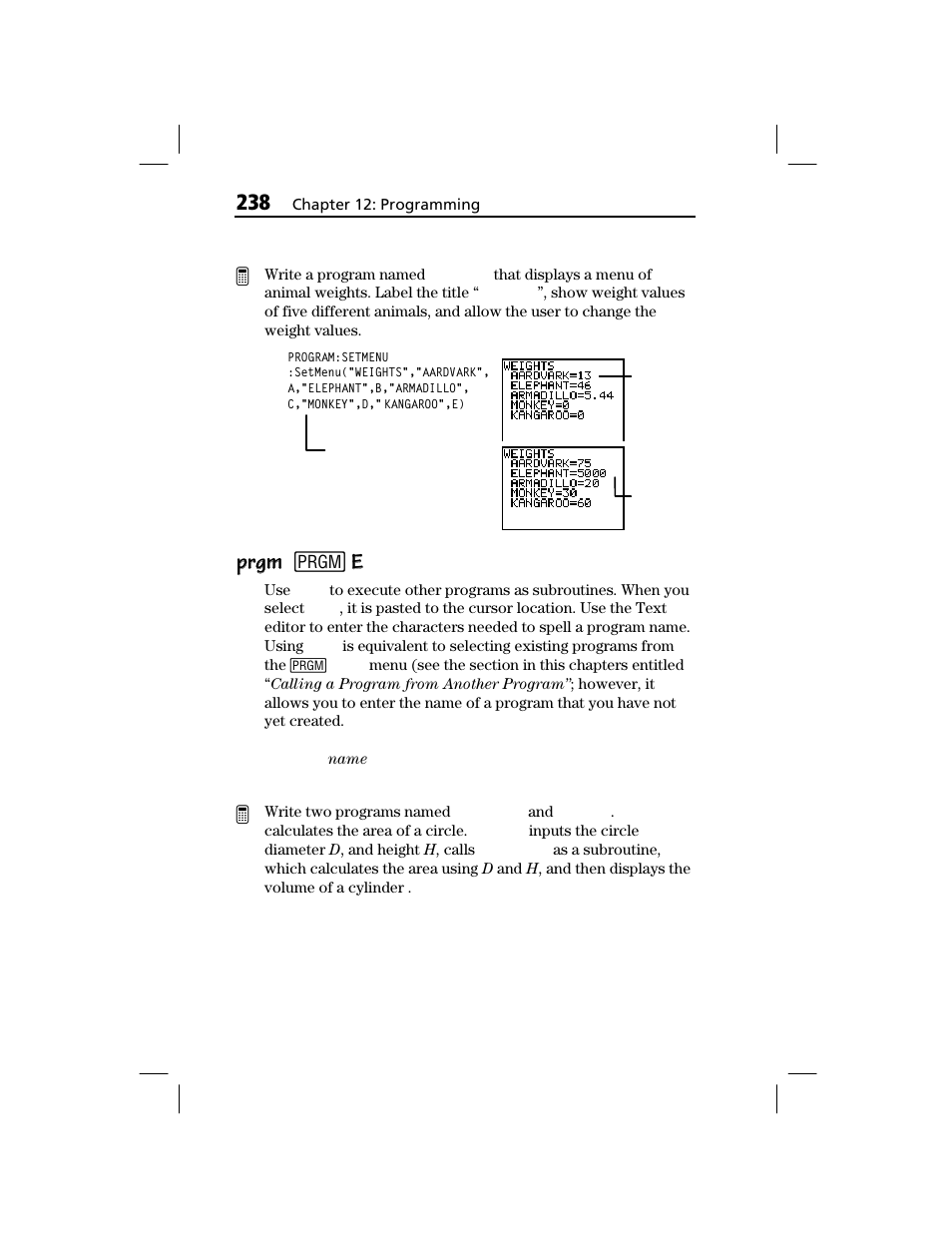 Prgm, Prgm prgm 8 | Texas Instruments TI-73 EXPLORER User Manual | Page 244 / 364