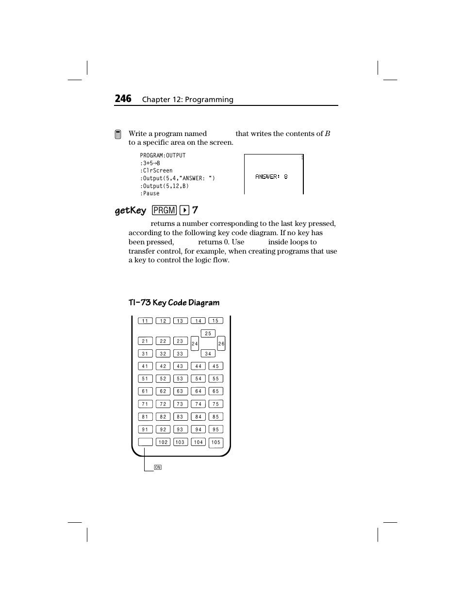 Getkey, Getkey getkey 8 | Texas Instruments TI-73 EXPLORER User Manual | Page 252 / 364