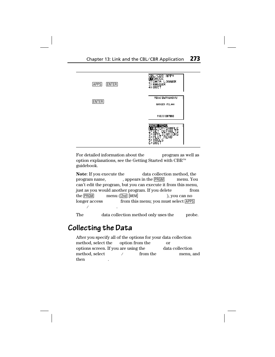 Collecting the data | Texas Instruments TI-73 EXPLORER User Manual | Page 279 / 364