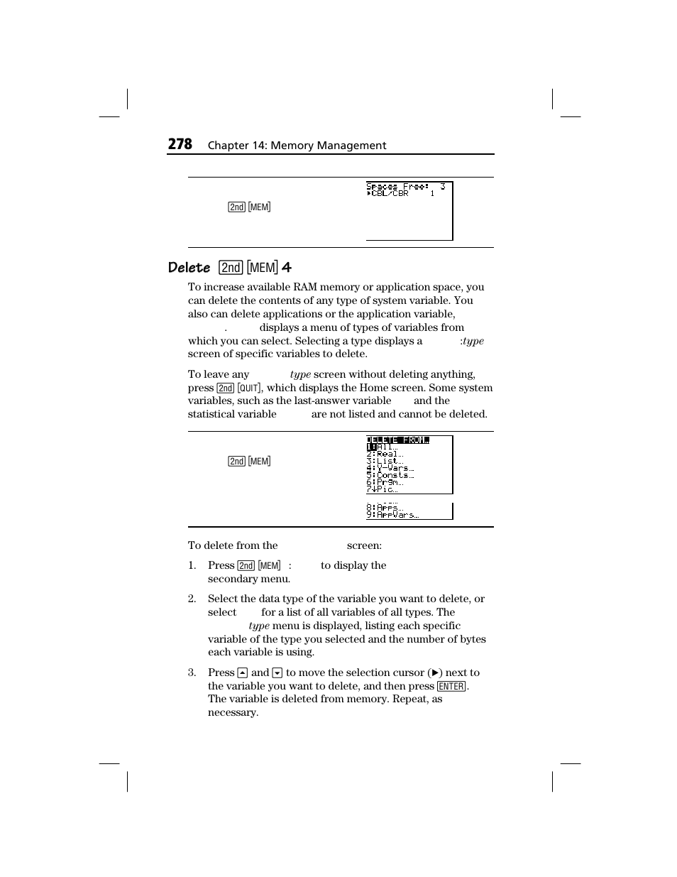 Delete, Delete delete | Texas Instruments TI-73 EXPLORER User Manual | Page 284 / 364