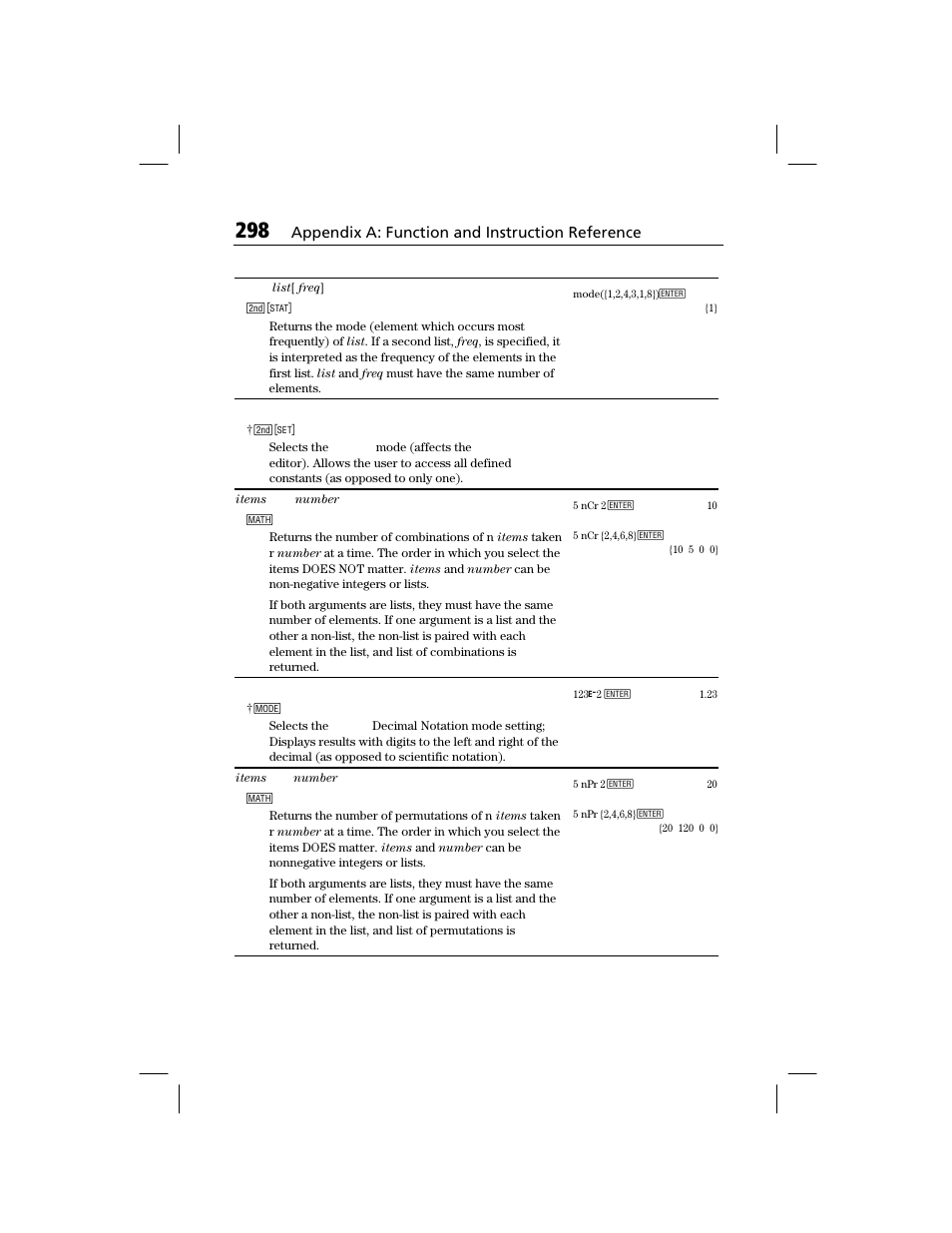 Appendix a: function and instruction reference | Texas Instruments TI-73 EXPLORER User Manual | Page 304 / 364