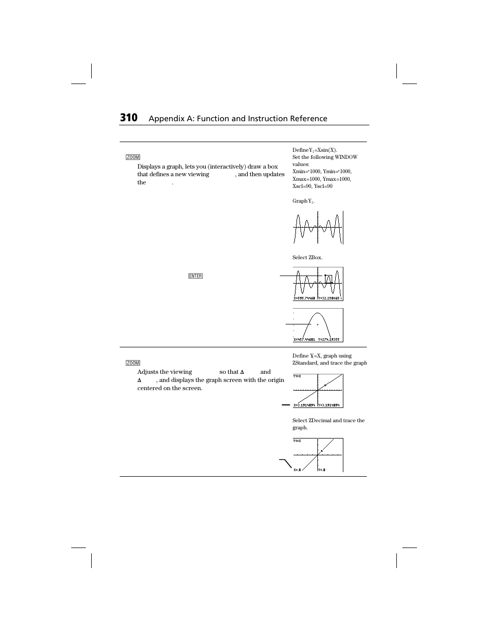 Appendix a: function and instruction reference | Texas Instruments TI-73 EXPLORER User Manual | Page 316 / 364