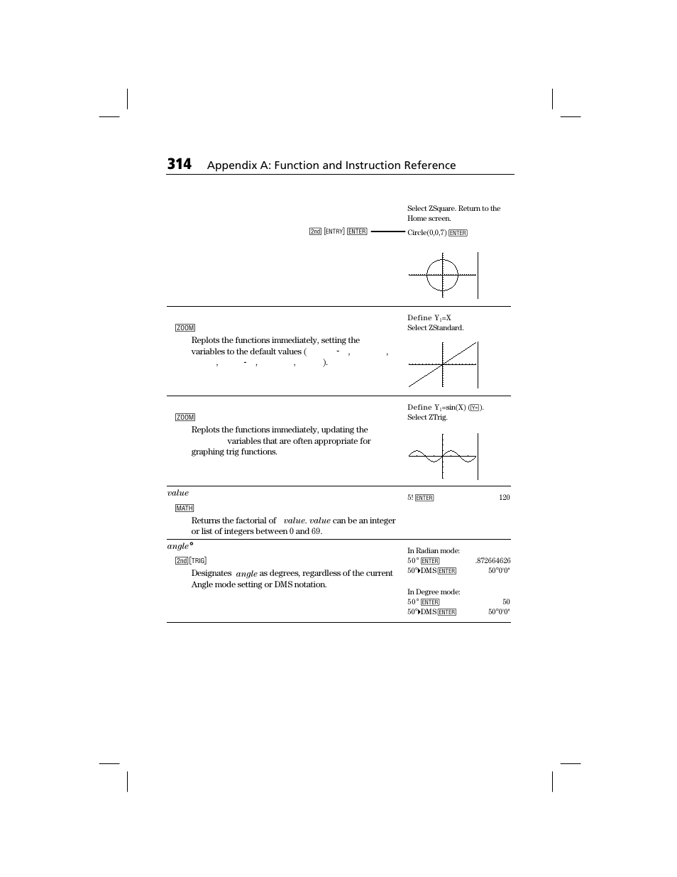 Appendix a: function and instruction reference | Texas Instruments TI-73 EXPLORER User Manual | Page 320 / 364