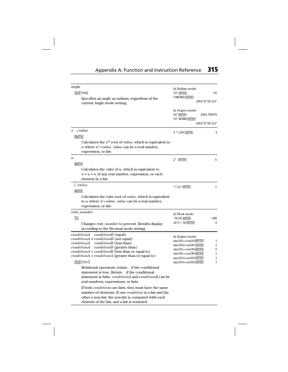 Appendix a: function and instruction reference | Texas Instruments TI-73 EXPLORER User Manual | Page 321 / 364