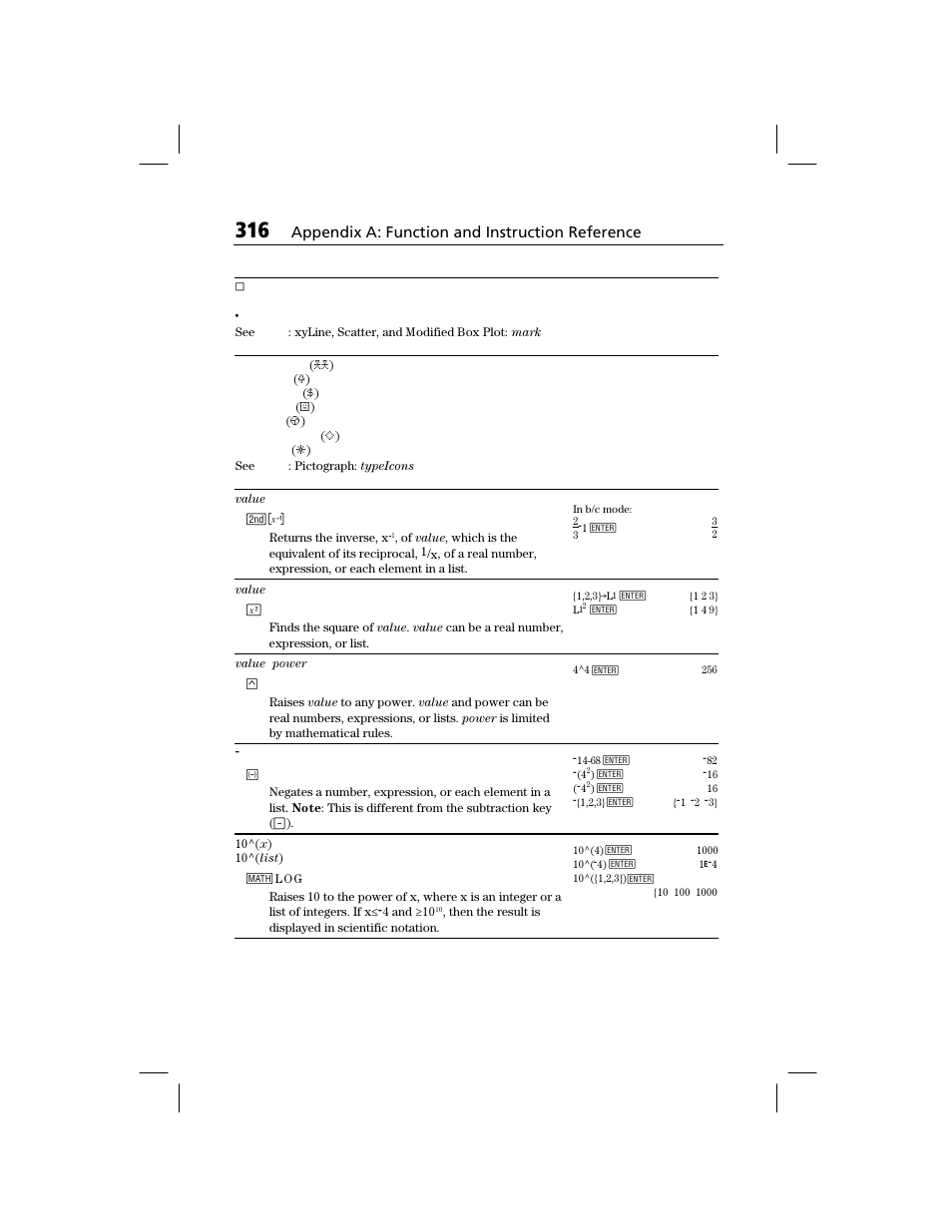 Appendix a: function and instruction reference | Texas Instruments TI-73 EXPLORER User Manual | Page 322 / 364