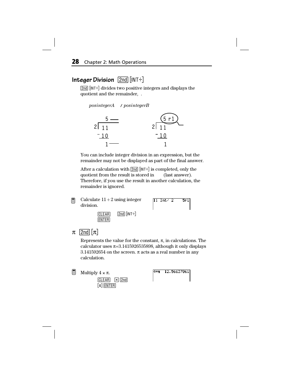 Integer division, Integer division integer division | Texas Instruments TI-73 EXPLORER User Manual | Page 34 / 364