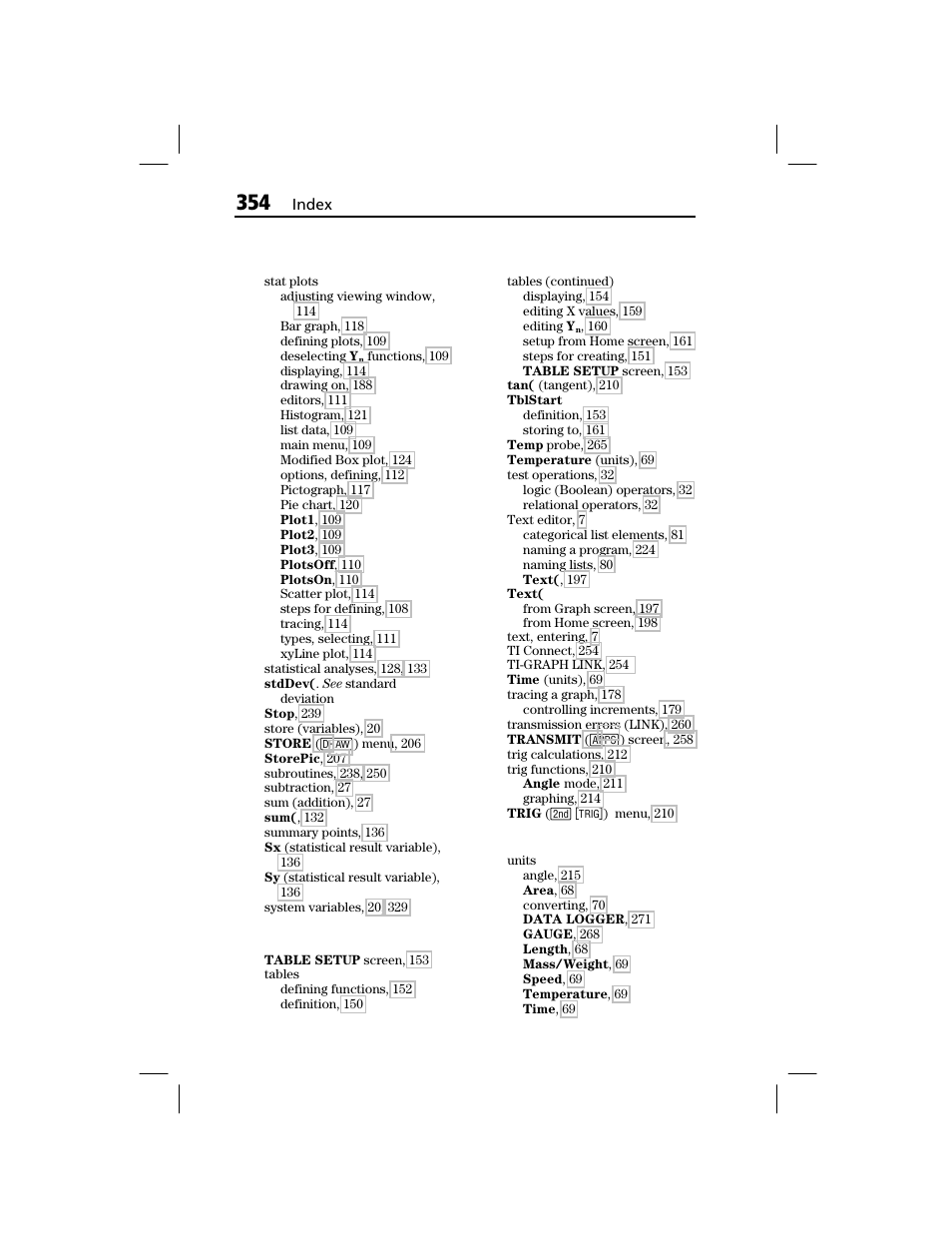 T, u | Texas Instruments TI-73 EXPLORER User Manual | Page 360 / 364