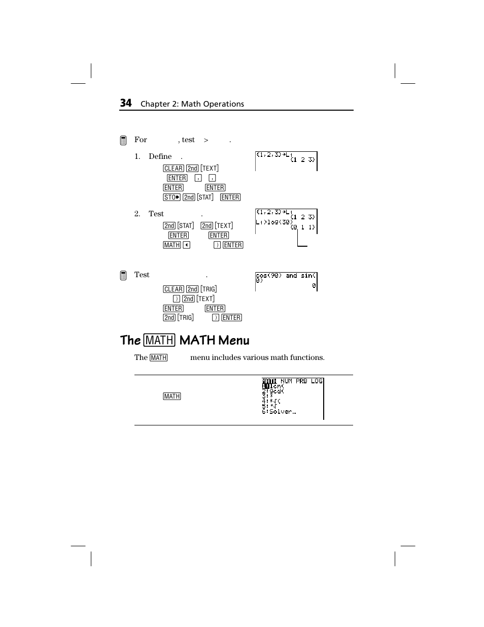 The [math] math menu, The 1, Math menu | Texas Instruments TI-73 EXPLORER User Manual | Page 40 / 364