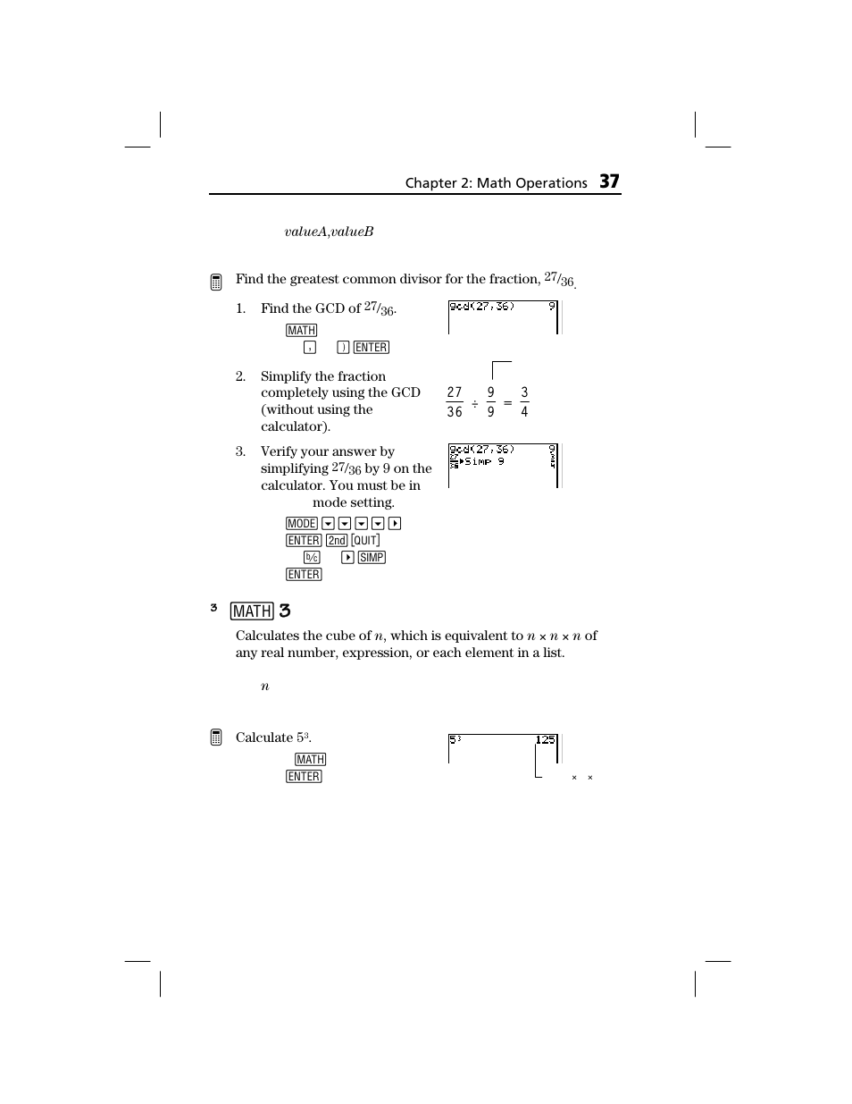 X^3 (cube) | Texas Instruments TI-73 EXPLORER User Manual | Page 43 / 364