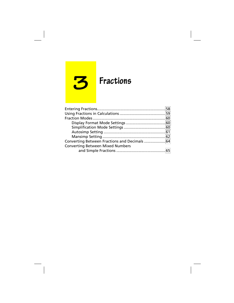 Chapter 3: fractions, Fractions | Texas Instruments TI-73 EXPLORER User Manual | Page 63 / 364