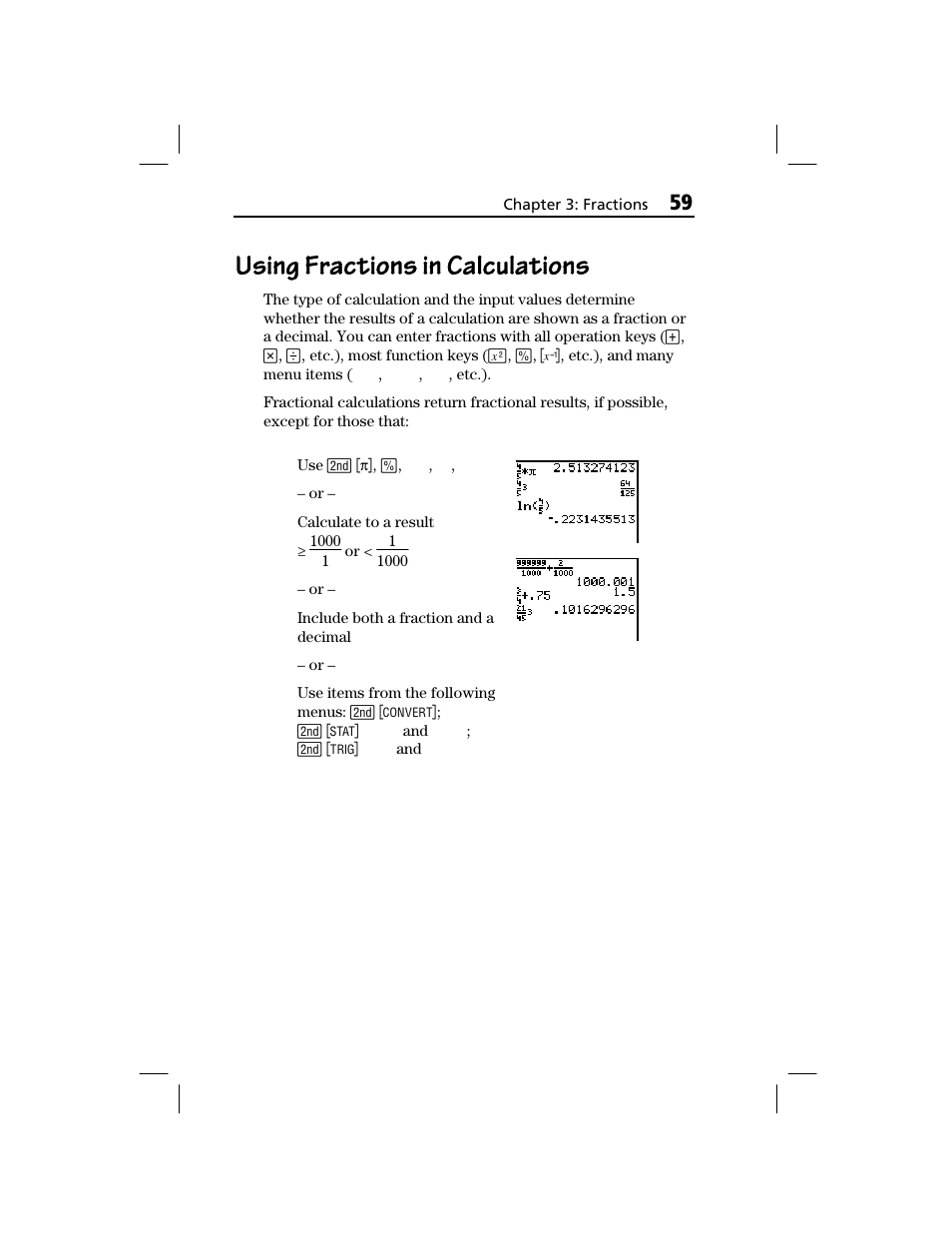 Using fractions in calculations | Texas Instruments TI-73 EXPLORER User Manual | Page 65 / 364
