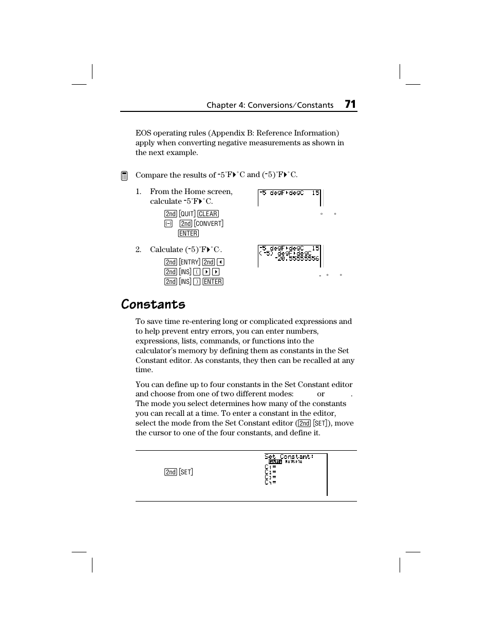 Constants | Texas Instruments TI-73 EXPLORER User Manual | Page 77 / 364