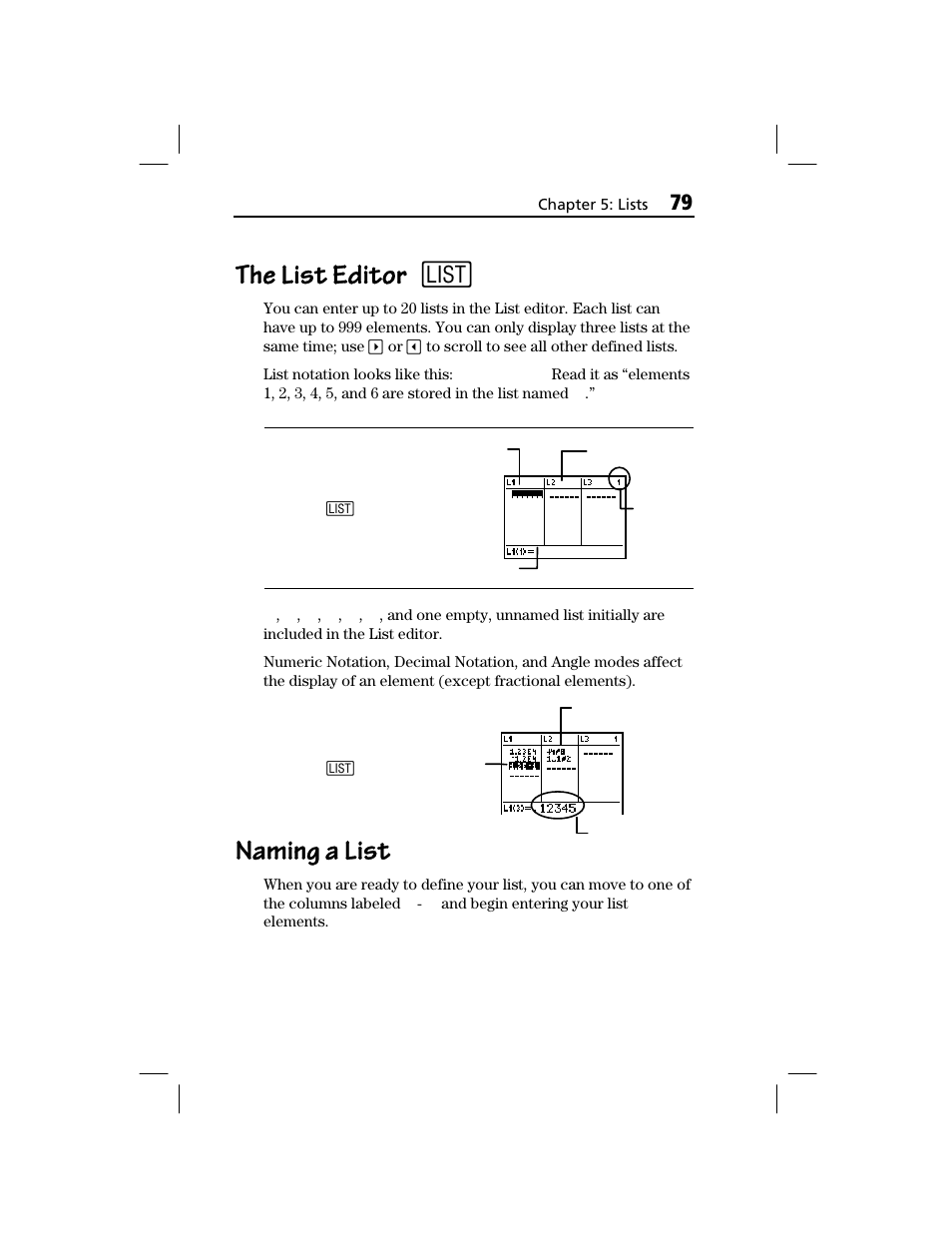 The list editor, Naming a list, The list editor 3 | Texas Instruments TI-73 EXPLORER User Manual | Page 85 / 364