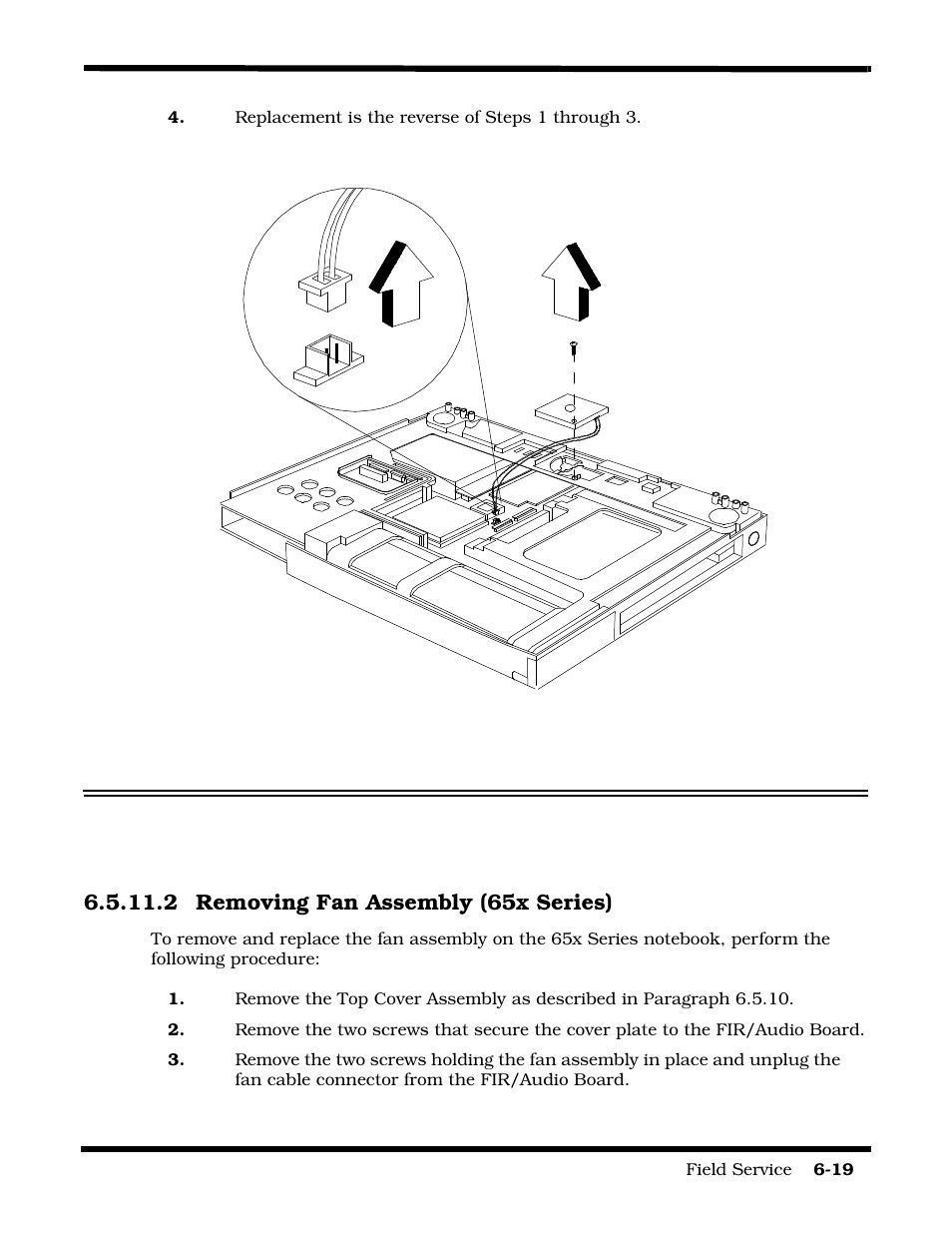 2 removing fan assembly (65x series) | Texas Instruments 60X User Manual | Page 103 / 212