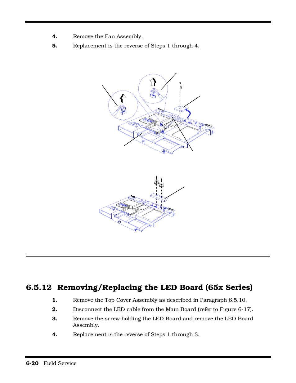 Removing/replacing the led board (65x series), 12 removing/replacing the led board (65x series) | Texas Instruments 60X User Manual | Page 104 / 212