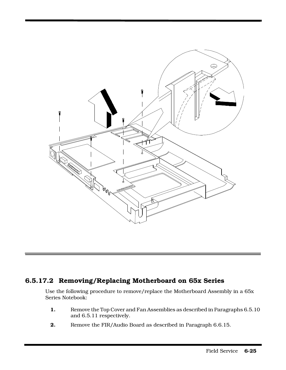 2 removing/replacing motherboard on 65x series | Texas Instruments 60X User Manual | Page 109 / 212