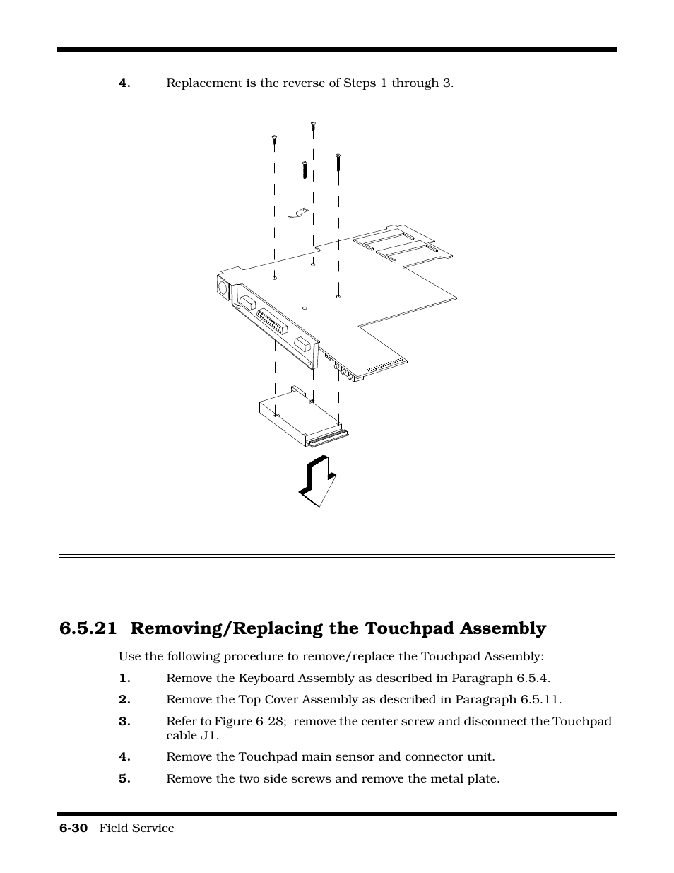 Removing/replacing the touchpad assembly, 21 removing/replacing the touchpad assembly | Texas Instruments 60X User Manual | Page 114 / 212