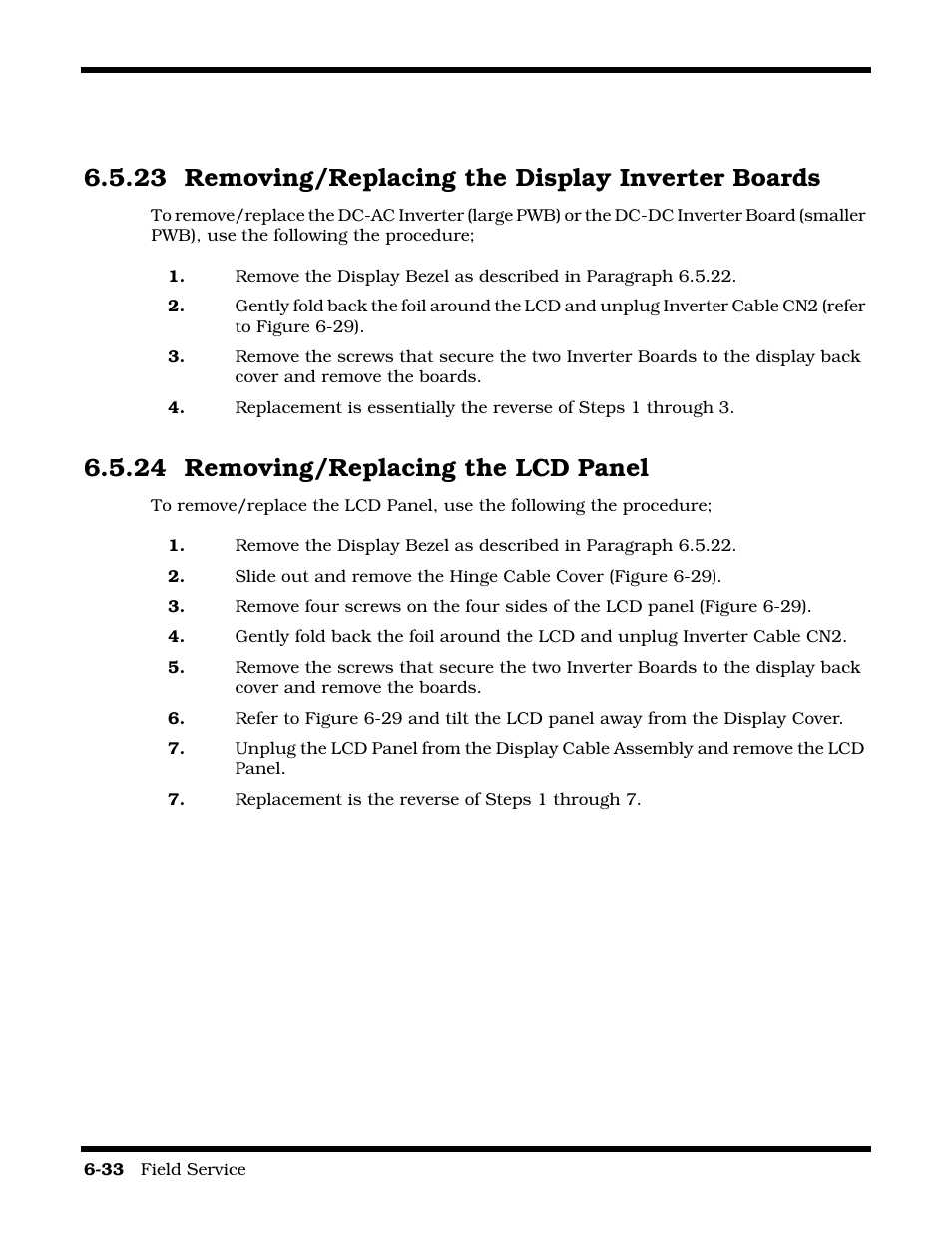 Removing/replacing the display inverter boards, Removing/replacing the lcd panel, 23 removing/replacing the display inverter boards | 24 removing/replacing the lcd panel | Texas Instruments 60X User Manual | Page 117 / 212