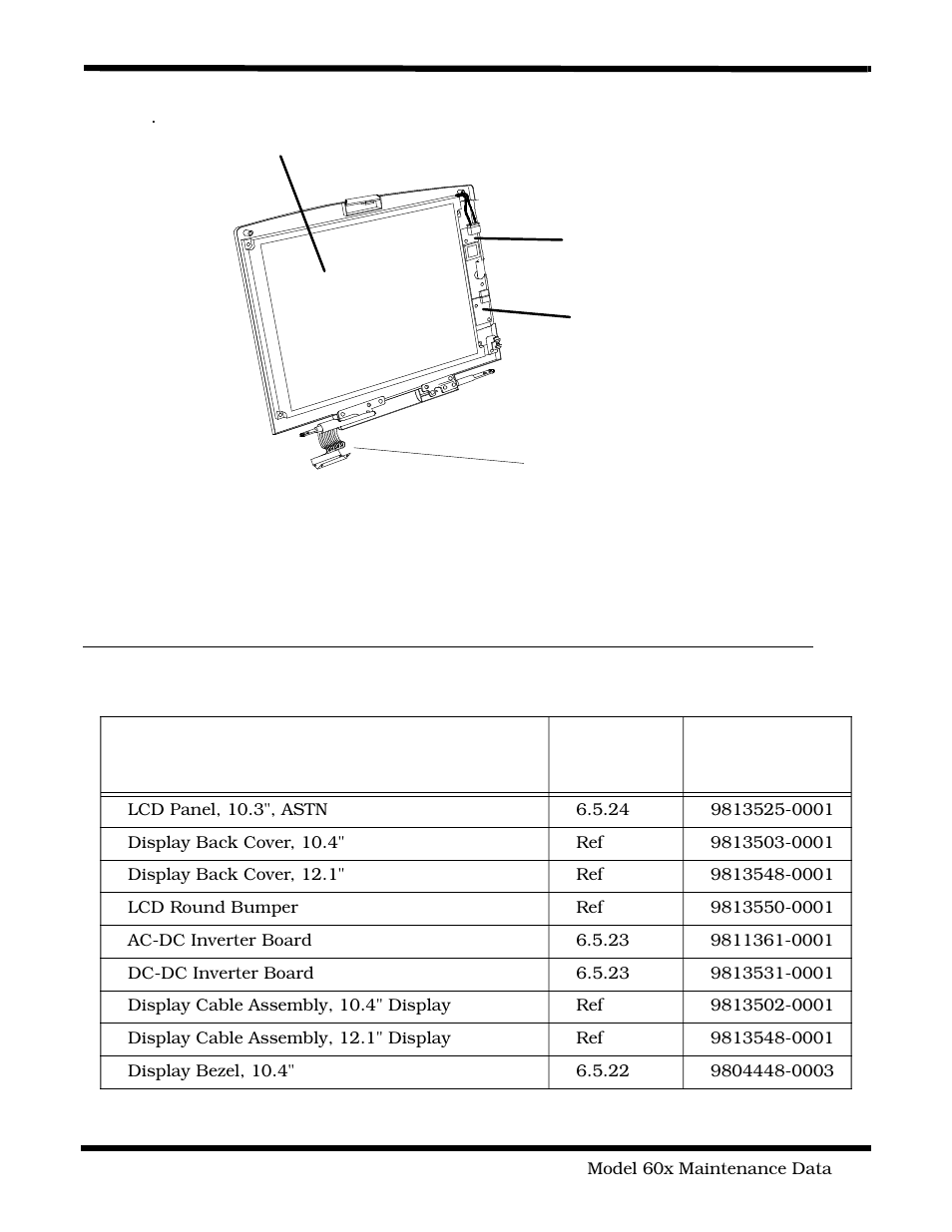 Display assembly shown with bezel removed | Texas Instruments 60X User Manual | Page 121 / 212