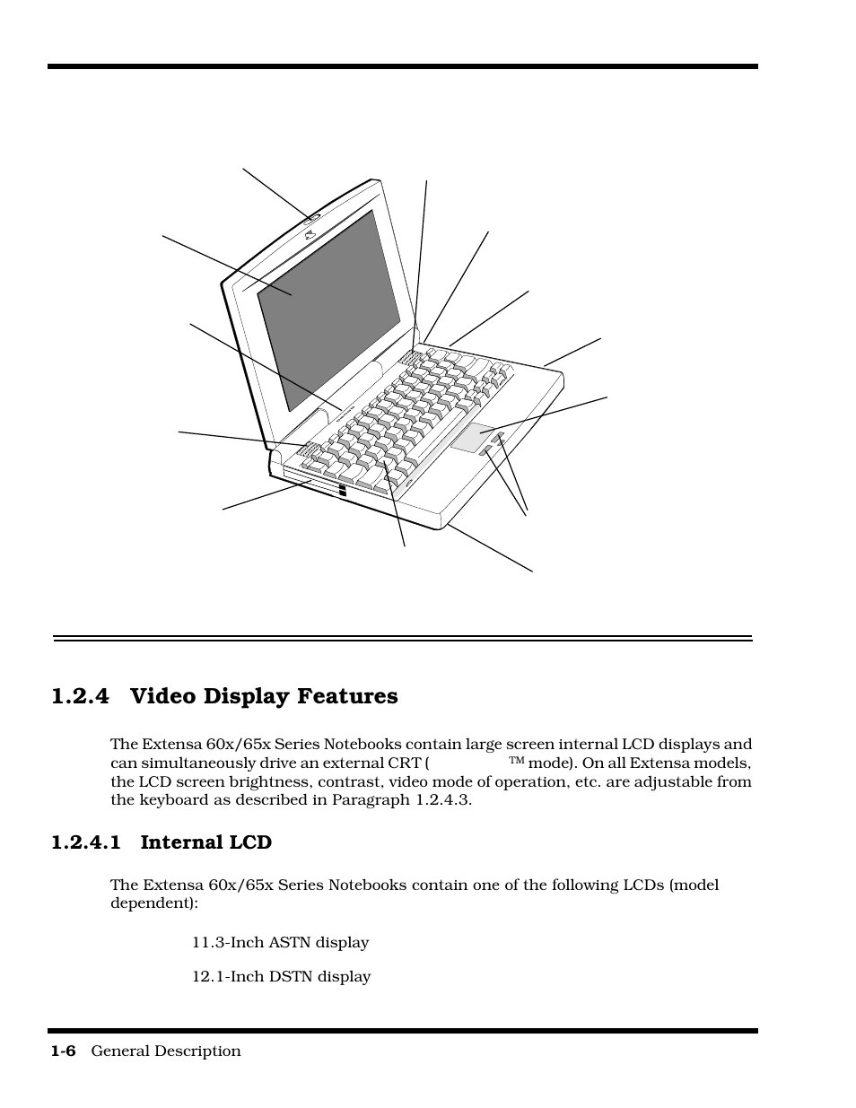 Video display features, Internal lcd, 4 video display features | Texas Instruments 60X User Manual | Page 14 / 212