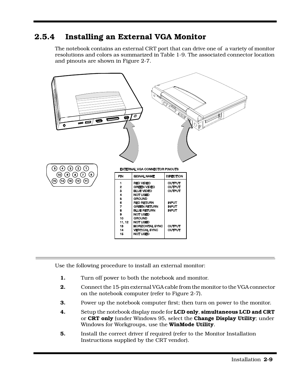 Installing an external vga monitor, 4 installing an external vga monitor | Texas Instruments 60X User Manual | Page 39 / 212