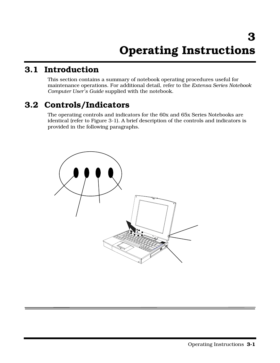 Operating instructions, Section 3 operating instructions, Introduction | Controls/indicators, 3operating instructions, 1 introduction, 2 controls/indicators | Texas Instruments 60X User Manual | Page 43 / 212