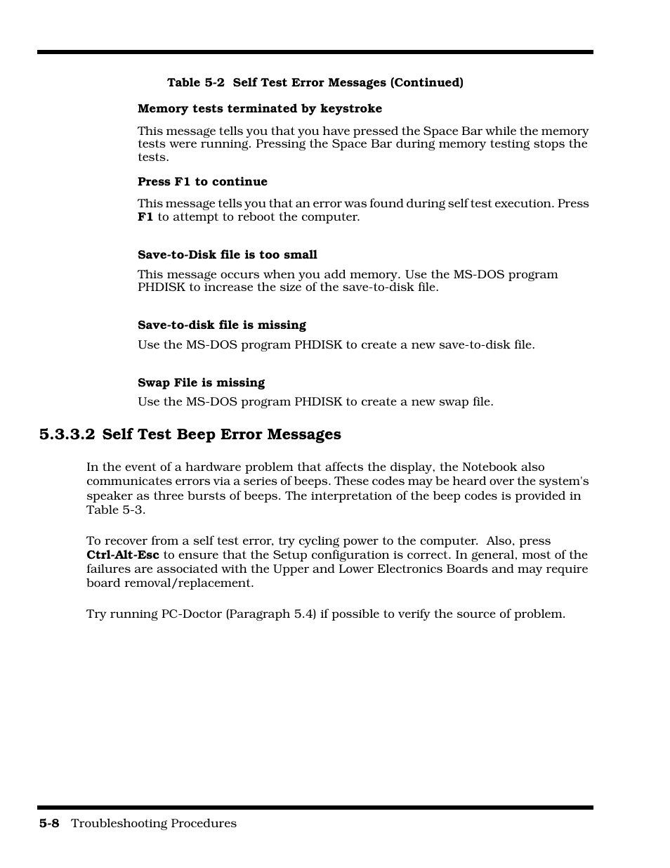 Self test beep error messages, 2 self test beep error messages | Texas Instruments 60X User Manual | Page 78 / 212