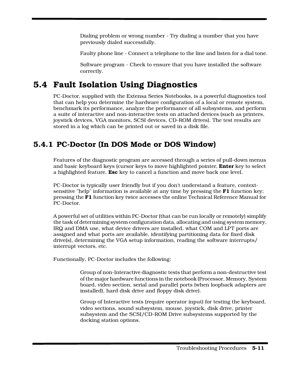 Fault isolation using diagnostics, Pc-doctor (in dos mode or dos windows), 4 fault isolation using diagnostics | 1 pc-doctor (in dos mode or dos window) | Texas Instruments 60X User Manual | Page 81 / 212