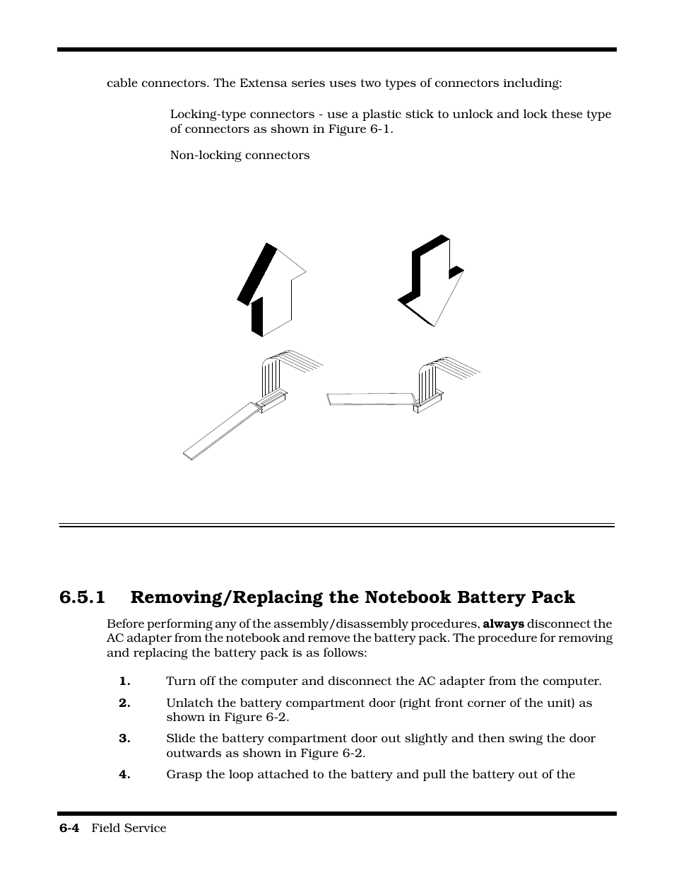 Removing/replacing the notebook battery pack, Unplugging the cable connecting the cable | Texas Instruments 60X User Manual | Page 88 / 212