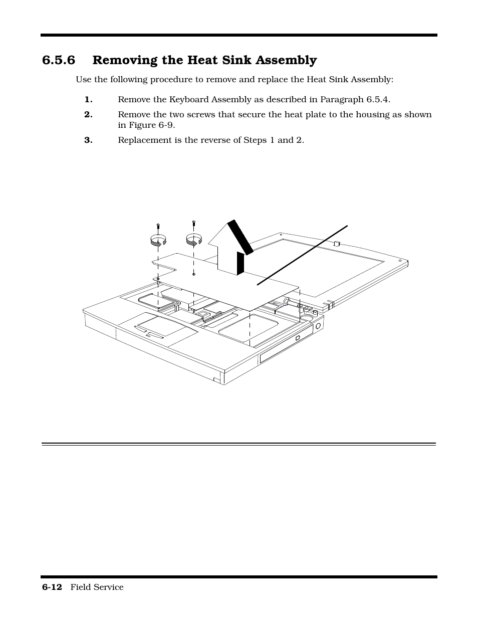 Removing/replacing the heat sink assembly, 6 removing the heat sink assembly, Heat sink assembly | Texas Instruments 60X User Manual | Page 96 / 212