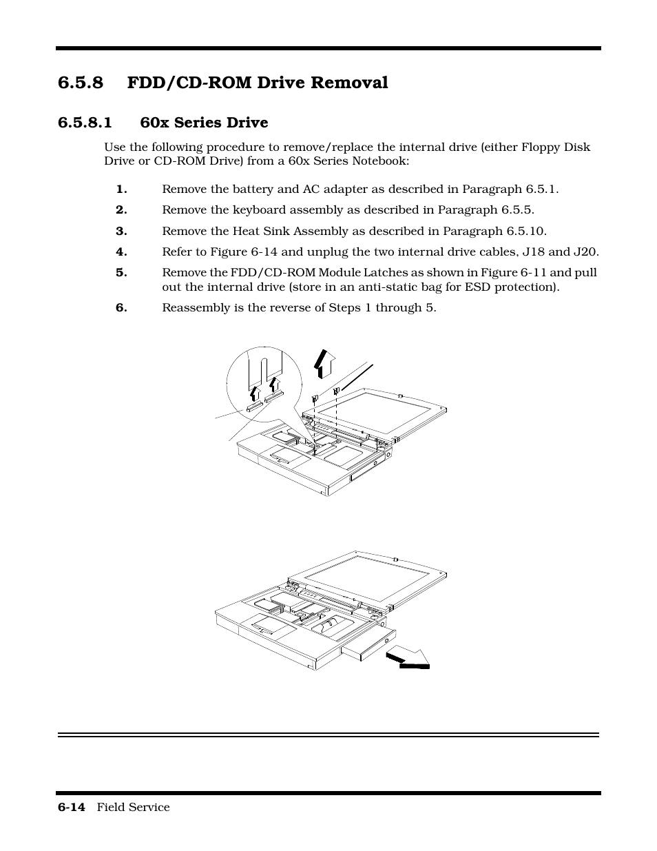 Fdd/cd-rom removal/replacement, 8 fdd/cd-rom drive removal | Texas Instruments 60X User Manual | Page 98 / 212