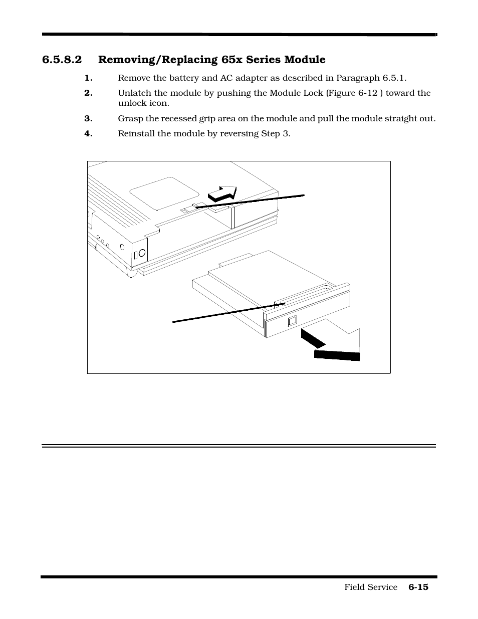 2 removing/replacing 65x series module | Texas Instruments 60X User Manual | Page 99 / 212