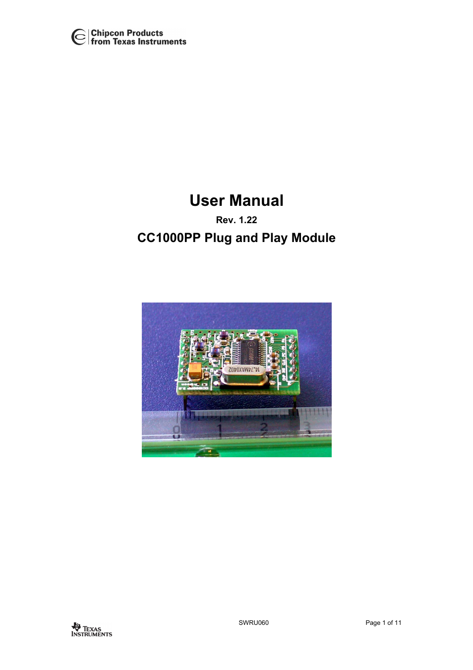 Texas Instruments CC1000PP User Manual | 11 pages