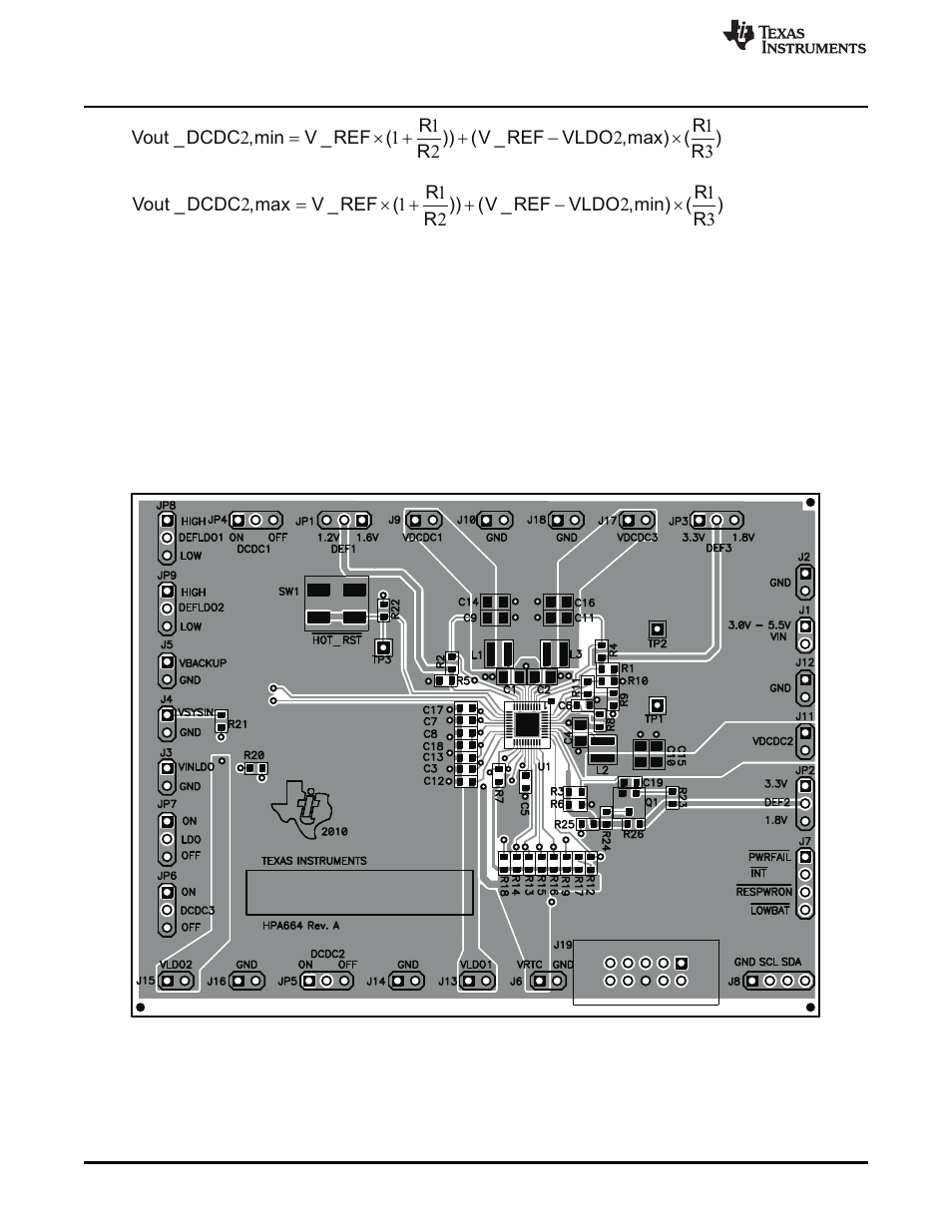 4 board layout, 1 layout, Equation 2 | Texas Instruments TPS65023B User Manual | Page 6 / 14