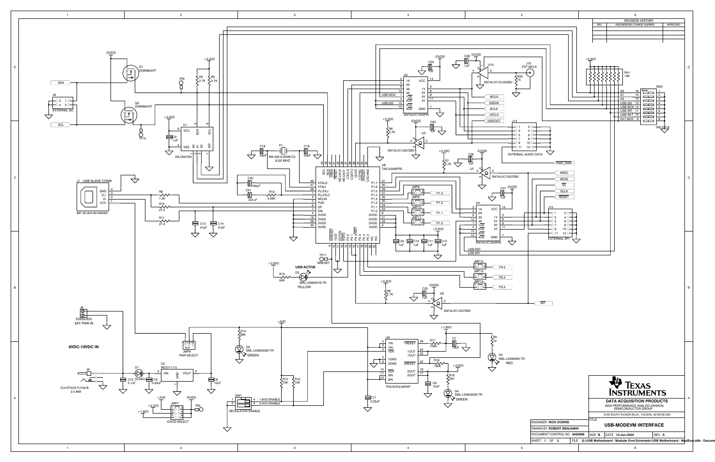 Usb-modevm interface | Texas Instruments TSC2007EVM User Manual | Page 13 / 16