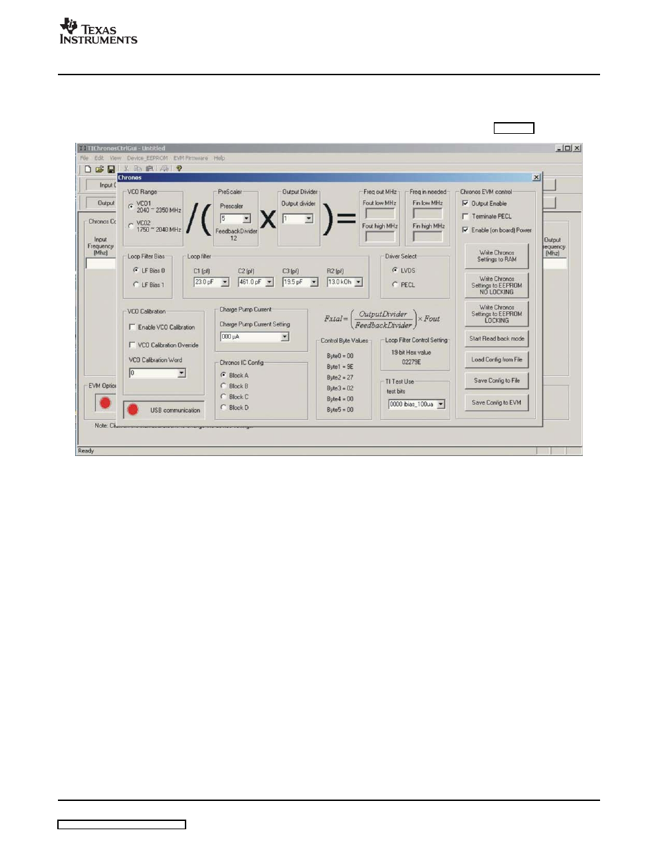 2 manual pll block selection (advanced control), Control), Pop-up | Texas Instruments SCAU020 User Manual | Page 11 / 21