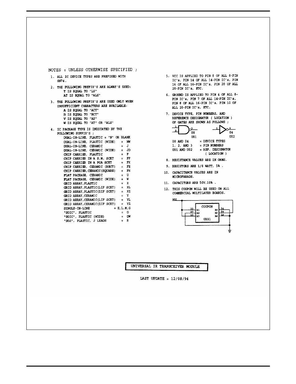 Ir board, p/n 9798813, logic diagram (2 sheets), Ir board | Texas Instruments 5000 User Manual | Page 228 / 286