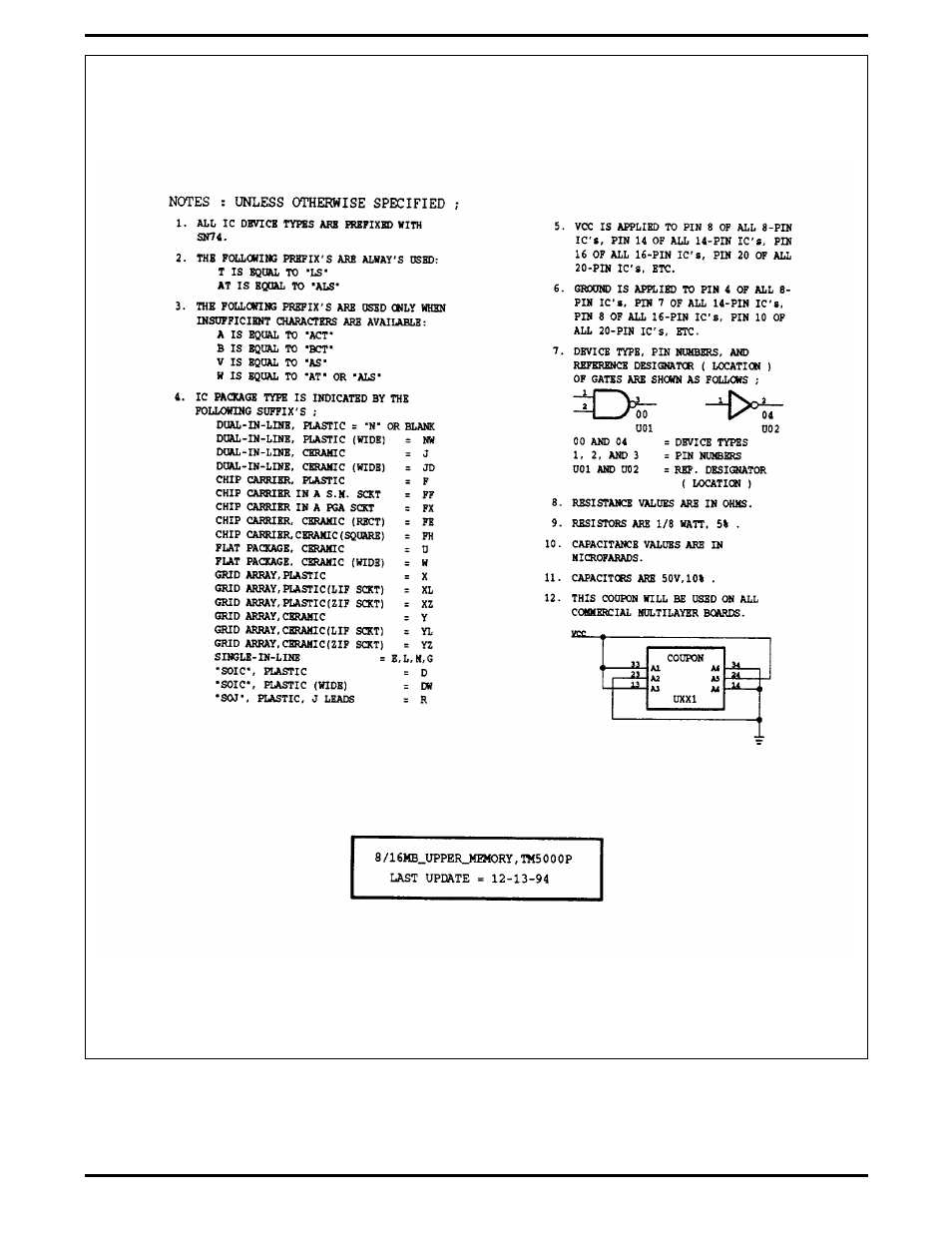 16 mb ram exp. board, p/n 9798816, Logic diagram, 8/16 mb ram exp. board | Texas Instruments 5000 User Manual | Page 232 / 286