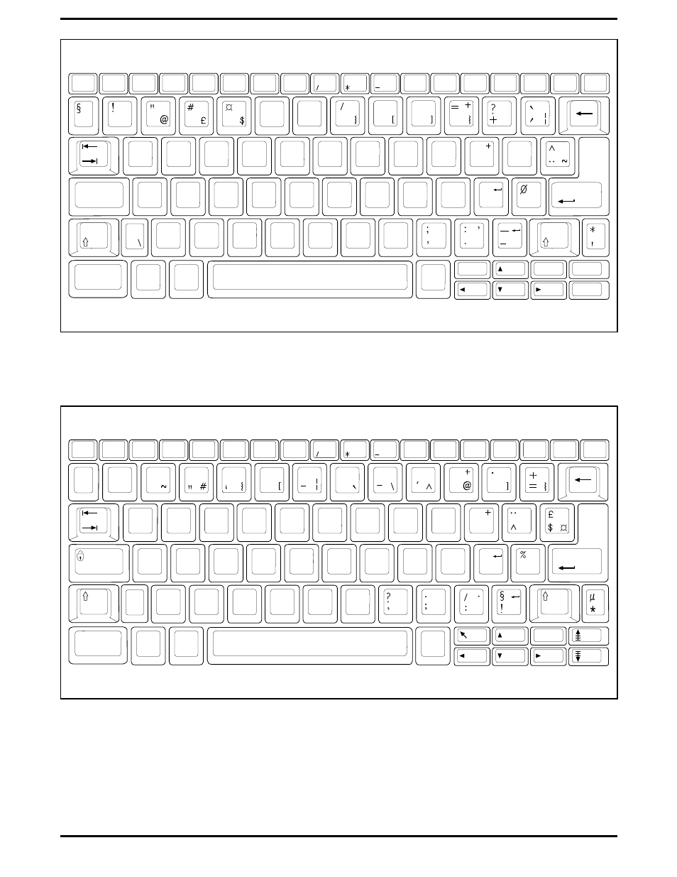 Figure b-3 danish keyboard layout, Figure b-4 french keyboard layout, B-2 keyboard layouts | Texas Instruments 5000 User Manual | Page 244 / 286